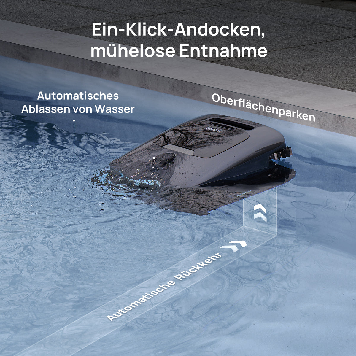 Beatbot Poolroboter mit automatischer Rückkehr und Ein-Klick-Andocken für eine mühelose Entnahme